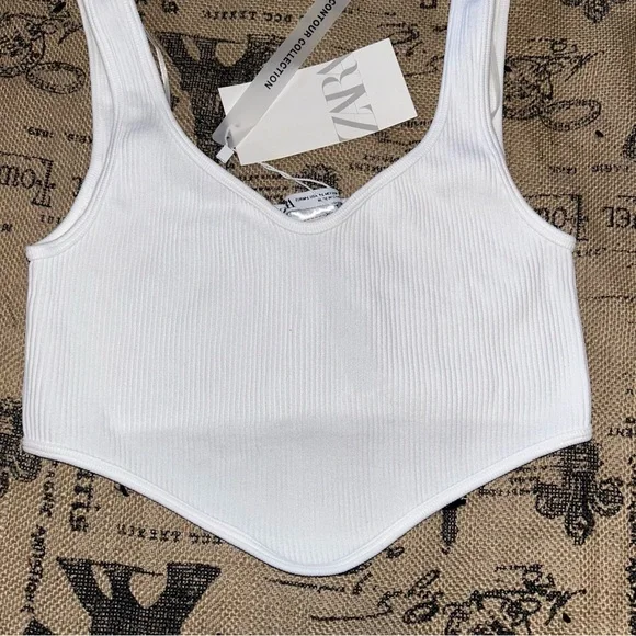 Zara NWT! White Seamless Corset Top Size M-L - Picture 5 of 13